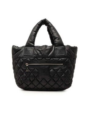 Chanel Coco Cocoon CC Logo Handbag Black Nylon Leather